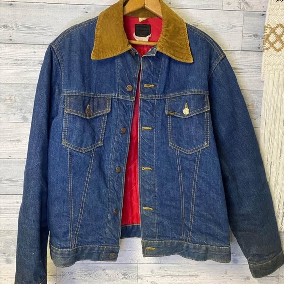 Sears Blue Denim Jacket with Brown Collar Jackets & Coats